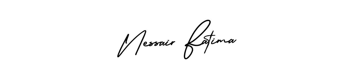 This is the best signature style for the Nessair Fatima name. Also you like these signature font (AmerikaSignatureDemo-Regular). Mix name signature. Nessair Fatima signature style 3 images and pictures png