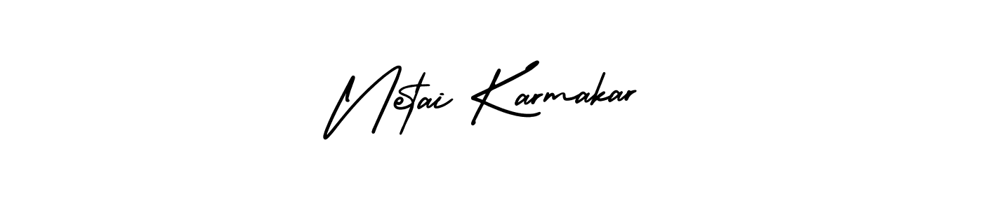 AmerikaSignatureDemo-Regular is a professional signature style that is perfect for those who want to add a touch of class to their signature. It is also a great choice for those who want to make their signature more unique. Get Netai Karmakar name to fancy signature for free. Netai Karmakar signature style 3 images and pictures png