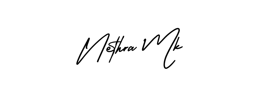 if you are searching for the best signature style for your name Nethra Mk. so please give up your signature search. here we have designed multiple signature styles  using AmerikaSignatureDemo-Regular. Nethra Mk signature style 3 images and pictures png