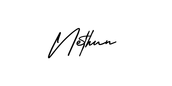 Nethun stylish signature style. Best Handwritten Sign (AmerikaSignatureDemo-Regular) for my name. Handwritten Signature Collection Ideas for my name Nethun. Nethun signature style 3 images and pictures png