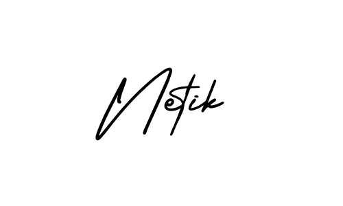 Design your own signature with our free online signature maker. With this signature software, you can create a handwritten (AmerikaSignatureDemo-Regular) signature for name Netik. Netik signature style 3 images and pictures png