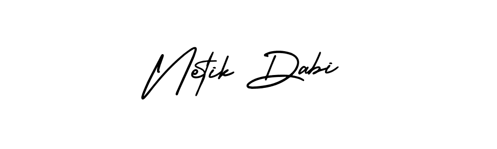 The best way (AmerikaSignatureDemo-Regular) to make a short signature is to pick only two or three words in your name. The name Netik Dabi include a total of six letters. For converting this name. Netik Dabi signature style 3 images and pictures png