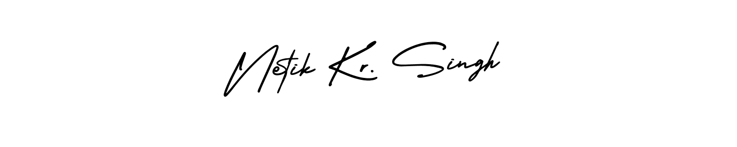 This is the best signature style for the Netik Kr. Singh name. Also you like these signature font (AmerikaSignatureDemo-Regular). Mix name signature. Netik Kr. Singh signature style 3 images and pictures png