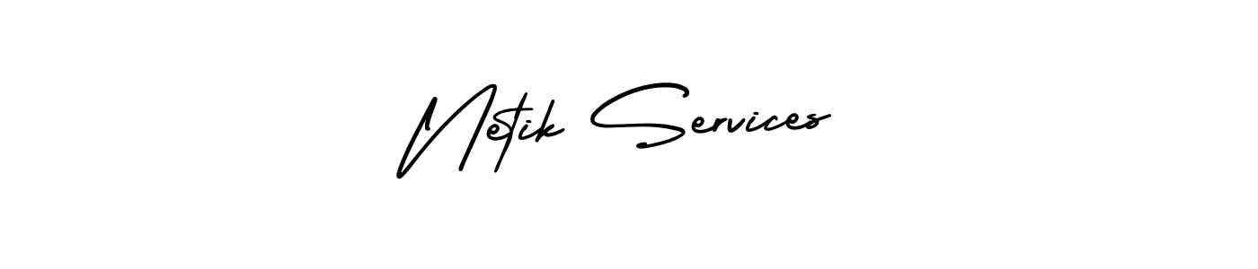 This is the best signature style for the Netik Services name. Also you like these signature font (AmerikaSignatureDemo-Regular). Mix name signature. Netik Services signature style 3 images and pictures png