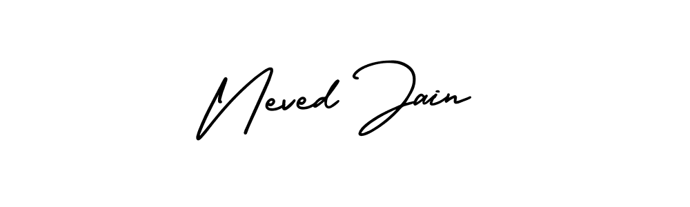 The best way (AmerikaSignatureDemo-Regular) to make a short signature is to pick only two or three words in your name. The name Neved Jain include a total of six letters. For converting this name. Neved Jain signature style 3 images and pictures png