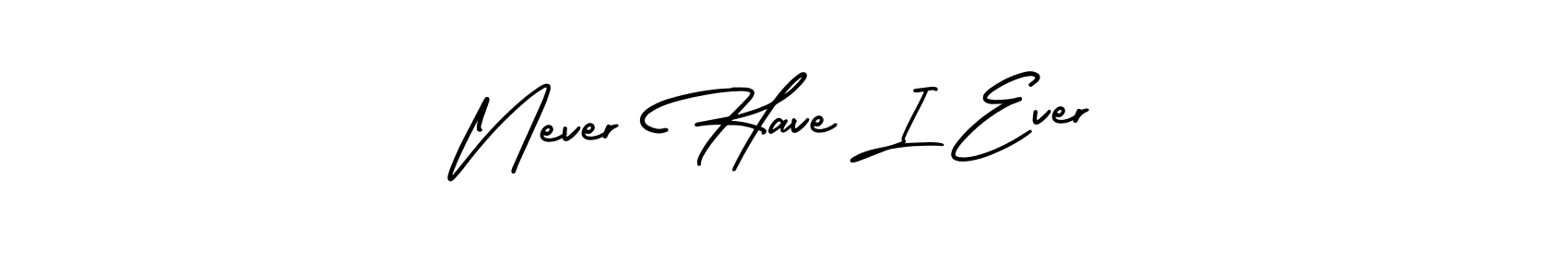 Never Have I Ever stylish signature style. Best Handwritten Sign (AmerikaSignatureDemo-Regular) for my name. Handwritten Signature Collection Ideas for my name Never Have I Ever. Never Have I Ever signature style 3 images and pictures png