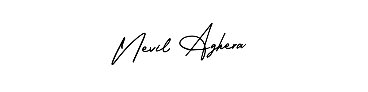 The best way (AmerikaSignatureDemo-Regular) to make a short signature is to pick only two or three words in your name. The name Nevil Aghera include a total of six letters. For converting this name. Nevil Aghera signature style 3 images and pictures png