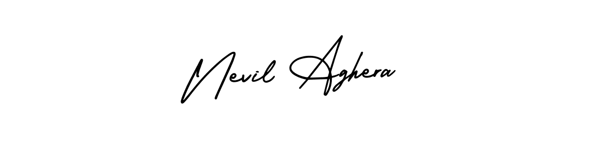 The best way (AmerikaSignatureDemo-Regular) to make a short signature is to pick only two or three words in your name. The name Nevil Aghera include a total of six letters. For converting this name. Nevil Aghera signature style 3 images and pictures png