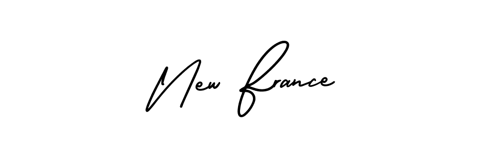 You should practise on your own different ways (AmerikaSignatureDemo-Regular) to write your name (New France) in signature. don't let someone else do it for you. New France signature style 3 images and pictures png