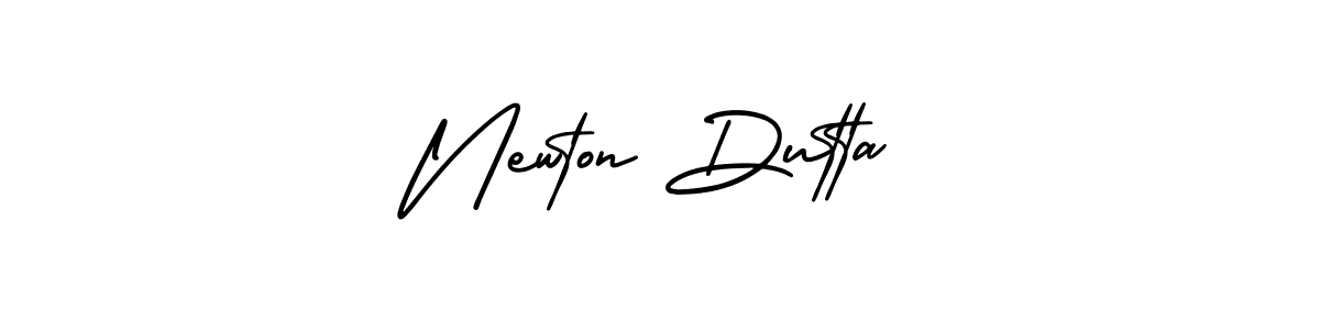 You should practise on your own different ways (AmerikaSignatureDemo-Regular) to write your name (Newton Dutta) in signature. don't let someone else do it for you. Newton Dutta signature style 3 images and pictures png