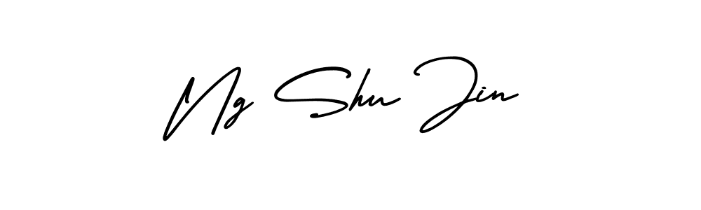 How to make Ng Shu Jin name signature. Use AmerikaSignatureDemo-Regular style for creating short signs online. This is the latest handwritten sign. Ng Shu Jin signature style 3 images and pictures png