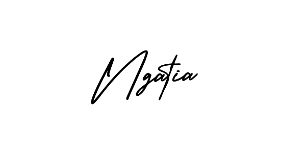 You should practise on your own different ways (AmerikaSignatureDemo-Regular) to write your name (Ngatia) in signature. don't let someone else do it for you. Ngatia signature style 3 images and pictures png