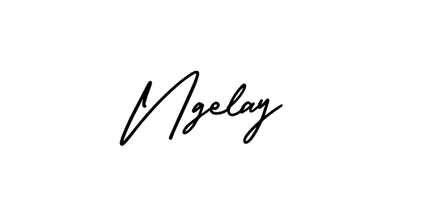 How to make Ngelay name signature. Use AmerikaSignatureDemo-Regular style for creating short signs online. This is the latest handwritten sign. Ngelay signature style 3 images and pictures png