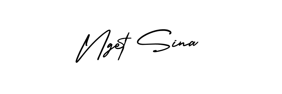Create a beautiful signature design for name Nget Sina. With this signature (AmerikaSignatureDemo-Regular) fonts, you can make a handwritten signature for free. Nget Sina signature style 3 images and pictures png