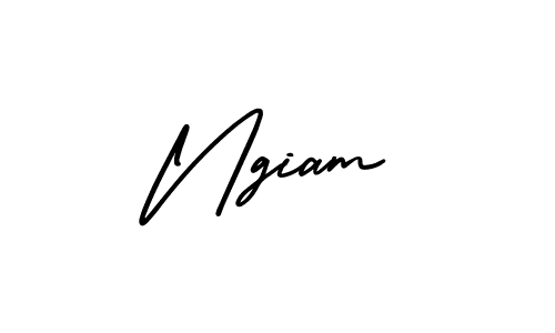 You should practise on your own different ways (AmerikaSignatureDemo-Regular) to write your name (Ngiam) in signature. don't let someone else do it for you. Ngiam signature style 3 images and pictures png