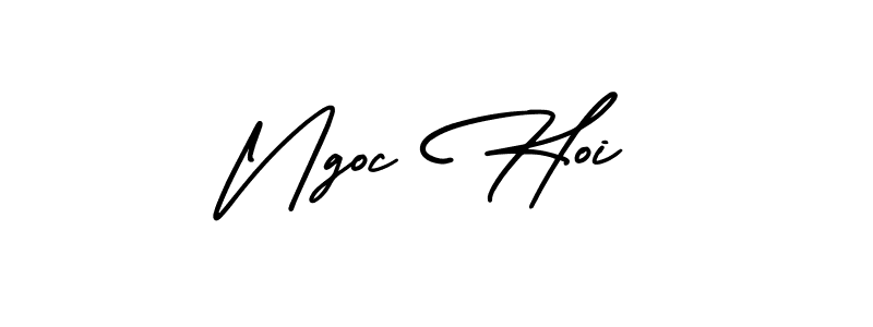 How to make Ngoc Hoi name signature. Use AmerikaSignatureDemo-Regular style for creating short signs online. This is the latest handwritten sign. Ngoc Hoi signature style 3 images and pictures png