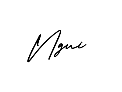 How to make Ngui name signature. Use AmerikaSignatureDemo-Regular style for creating short signs online. This is the latest handwritten sign. Ngui signature style 3 images and pictures png