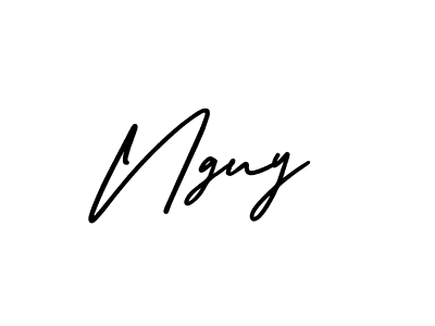 The best way (AmerikaSignatureDemo-Regular) to make a short signature is to pick only two or three words in your name. The name Nguy include a total of six letters. For converting this name. Nguy signature style 3 images and pictures png