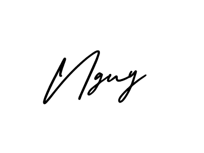 How to make Nguy name signature. Use AmerikaSignatureDemo-Regular style for creating short signs online. This is the latest handwritten sign. Nguy signature style 3 images and pictures png