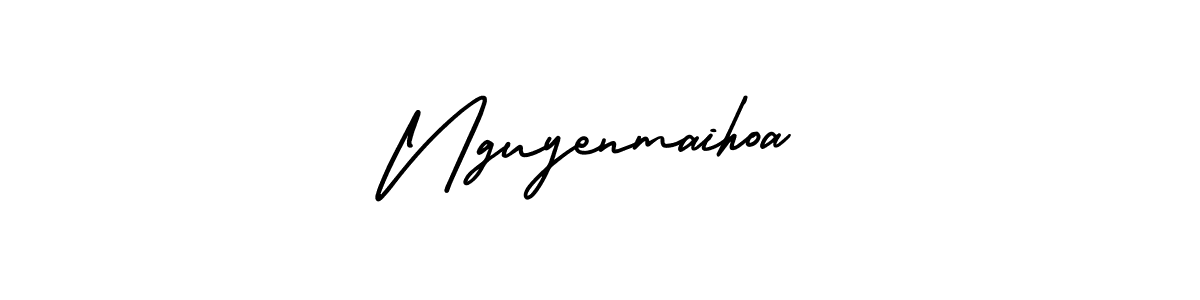 Make a beautiful signature design for name Nguyenmaihoa. With this signature (AmerikaSignatureDemo-Regular) style, you can create a handwritten signature for free. Nguyenmaihoa signature style 3 images and pictures png