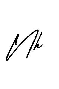 The best way (AmerikaSignatureDemo-Regular) to make a short signature is to pick only two or three words in your name. The name Nh include a total of six letters. For converting this name. Nh signature style 3 images and pictures png