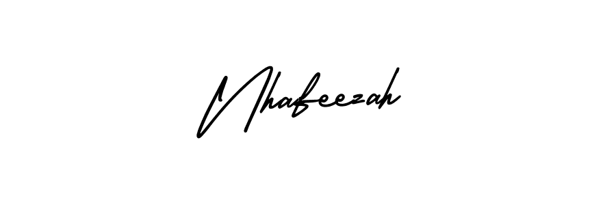 The best way (AmerikaSignatureDemo-Regular) to make a short signature is to pick only two or three words in your name. The name Nhafeezah include a total of six letters. For converting this name. Nhafeezah signature style 3 images and pictures png