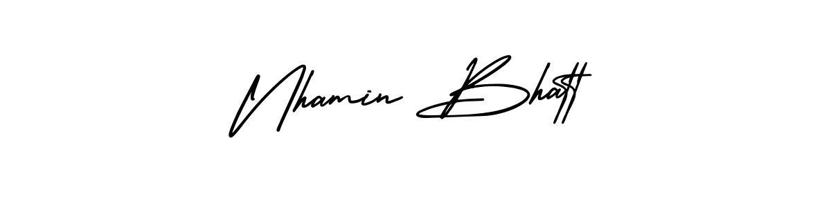 Design your own signature with our free online signature maker. With this signature software, you can create a handwritten (AmerikaSignatureDemo-Regular) signature for name Nhamin Bhatt. Nhamin Bhatt signature style 3 images and pictures png