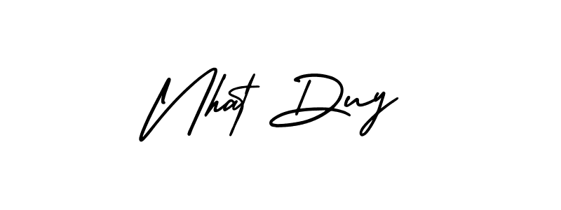 This is the best signature style for the Nhat Duy name. Also you like these signature font (AmerikaSignatureDemo-Regular). Mix name signature. Nhat Duy signature style 3 images and pictures png