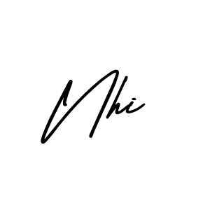 The best way (AmerikaSignatureDemo-Regular) to make a short signature is to pick only two or three words in your name. The name Nhi include a total of six letters. For converting this name. Nhi signature style 3 images and pictures png