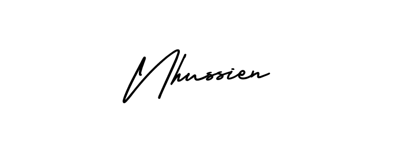 The best way (AmerikaSignatureDemo-Regular) to make a short signature is to pick only two or three words in your name. The name Nhussien include a total of six letters. For converting this name. Nhussien signature style 3 images and pictures png