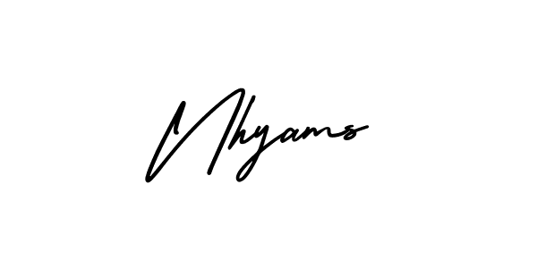 Design your own signature with our free online signature maker. With this signature software, you can create a handwritten (AmerikaSignatureDemo-Regular) signature for name Nhyams. Nhyams signature style 3 images and pictures png