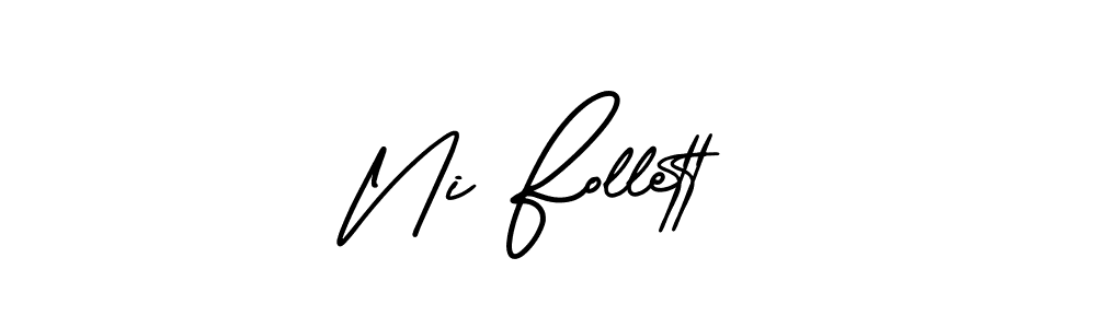 This is the best signature style for the Ni Follett name. Also you like these signature font (AmerikaSignatureDemo-Regular). Mix name signature. Ni Follett signature style 3 images and pictures png