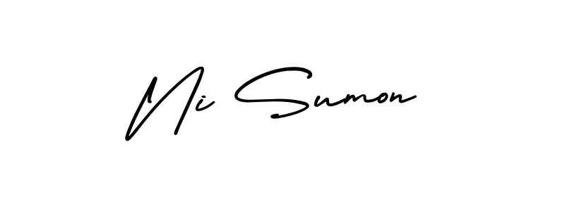 AmerikaSignatureDemo-Regular is a professional signature style that is perfect for those who want to add a touch of class to their signature. It is also a great choice for those who want to make their signature more unique. Get Ni Sumon name to fancy signature for free. Ni Sumon signature style 3 images and pictures png