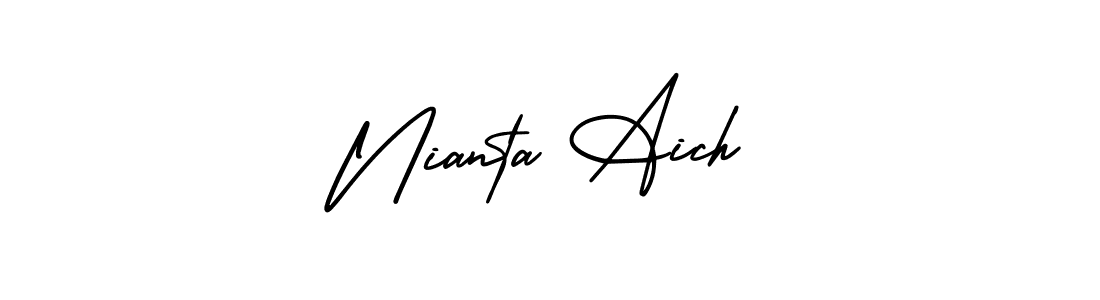 See photos of Nianta Aich official signature by Spectra . Check more albums & portfolios. Read reviews & check more about AmerikaSignatureDemo-Regular font. Nianta Aich signature style 3 images and pictures png
