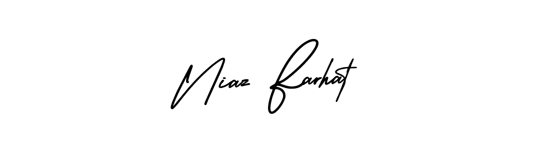 Niaz Farhat stylish signature style. Best Handwritten Sign (AmerikaSignatureDemo-Regular) for my name. Handwritten Signature Collection Ideas for my name Niaz Farhat. Niaz Farhat signature style 3 images and pictures png