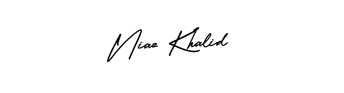 Niaz Khalid stylish signature style. Best Handwritten Sign (AmerikaSignatureDemo-Regular) for my name. Handwritten Signature Collection Ideas for my name Niaz Khalid. Niaz Khalid signature style 3 images and pictures png