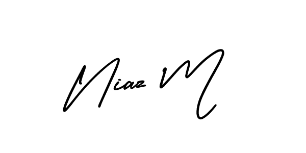 Make a beautiful signature design for name Niaz M. With this signature (AmerikaSignatureDemo-Regular) style, you can create a handwritten signature for free. Niaz M signature style 3 images and pictures png