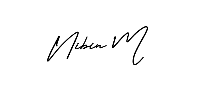 AmerikaSignatureDemo-Regular is a professional signature style that is perfect for those who want to add a touch of class to their signature. It is also a great choice for those who want to make their signature more unique. Get Nibin M name to fancy signature for free. Nibin M signature style 3 images and pictures png