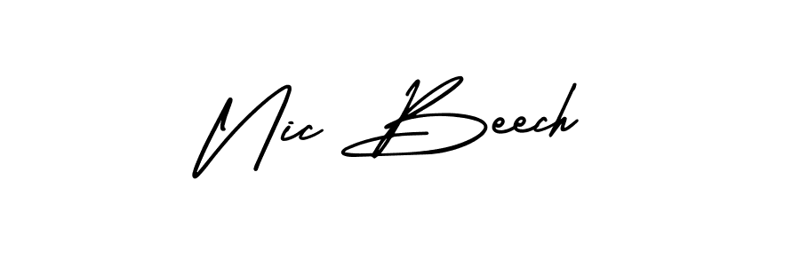 The best way (AmerikaSignatureDemo-Regular) to make a short signature is to pick only two or three words in your name. The name Nic Beech include a total of six letters. For converting this name. Nic Beech signature style 3 images and pictures png