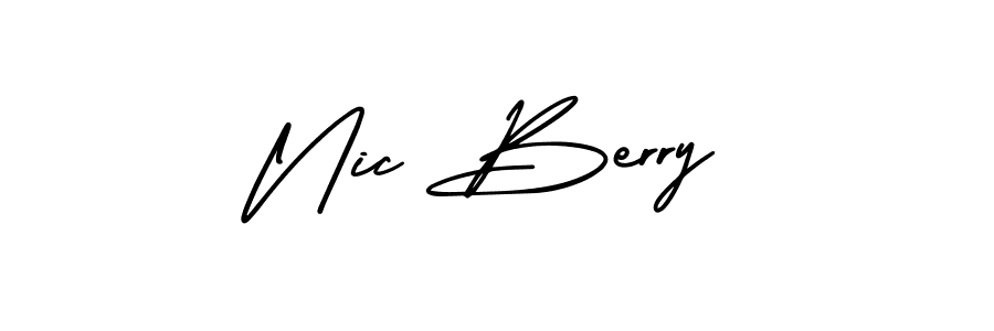 The best way (AmerikaSignatureDemo-Regular) to make a short signature is to pick only two or three words in your name. The name Nic Berry include a total of six letters. For converting this name. Nic Berry signature style 3 images and pictures png