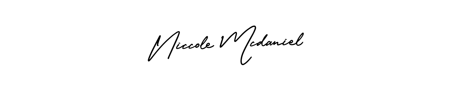 Also You can easily find your signature by using the search form. We will create Niccole Mcdaniel name handwritten signature images for you free of cost using AmerikaSignatureDemo-Regular sign style. Niccole Mcdaniel signature style 3 images and pictures png