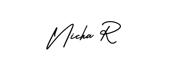 It looks lik you need a new signature style for name Nicha R. Design unique handwritten (AmerikaSignatureDemo-Regular) signature with our free signature maker in just a few clicks. Nicha R signature style 3 images and pictures png