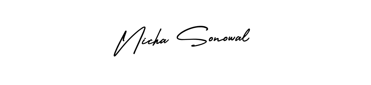 AmerikaSignatureDemo-Regular is a professional signature style that is perfect for those who want to add a touch of class to their signature. It is also a great choice for those who want to make their signature more unique. Get Nicha Sonowal name to fancy signature for free. Nicha Sonowal signature style 3 images and pictures png