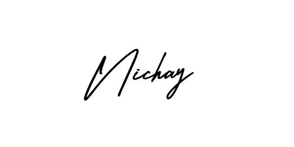 How to make Nichay name signature. Use AmerikaSignatureDemo-Regular style for creating short signs online. This is the latest handwritten sign. Nichay signature style 3 images and pictures png