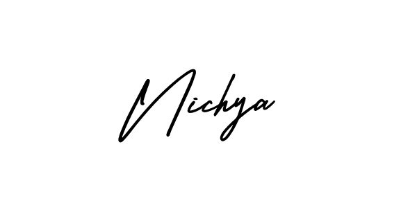 The best way (AmerikaSignatureDemo-Regular) to make a short signature is to pick only two or three words in your name. The name Nichya include a total of six letters. For converting this name. Nichya signature style 3 images and pictures png