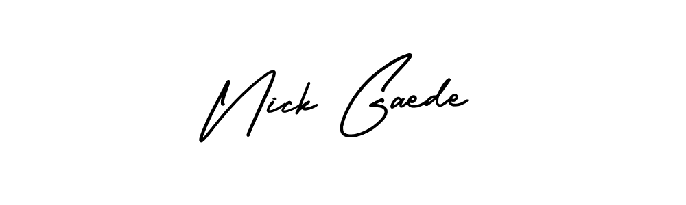 It looks lik you need a new signature style for name Nick Gaede. Design unique handwritten (AmerikaSignatureDemo-Regular) signature with our free signature maker in just a few clicks. Nick Gaede signature style 3 images and pictures png