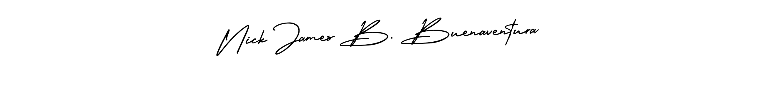 The best way (AmerikaSignatureDemo-Regular) to make a short signature is to pick only two or three words in your name. The name Nick James B. Buenaventura include a total of six letters. For converting this name. Nick James B. Buenaventura signature style 3 images and pictures png