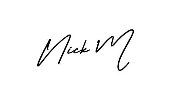 The best way (AmerikaSignatureDemo-Regular) to make a short signature is to pick only two or three words in your name. The name Nick M include a total of six letters. For converting this name. Nick M signature style 3 images and pictures png