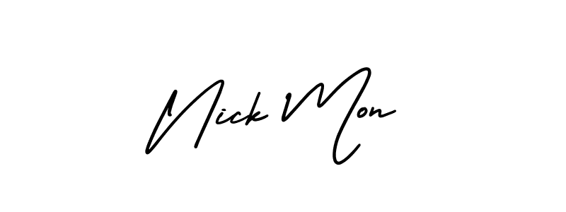 Use a signature maker to create a handwritten signature online. With this signature software, you can design (AmerikaSignatureDemo-Regular) your own signature for name Nick Mon. Nick Mon signature style 3 images and pictures png