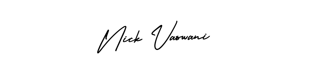 You should practise on your own different ways (AmerikaSignatureDemo-Regular) to write your name (Nick Vaswani) in signature. don't let someone else do it for you. Nick Vaswani signature style 3 images and pictures png